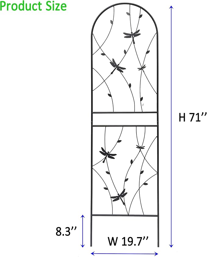 2 Pack Rustproof Metal Trellis for Climbing Plants 71x19.7 Outdoor Garden Support for Vines/Roses/Vegetables French Country Iron Plant Stand for Patio/Wedding Decor (Black4)