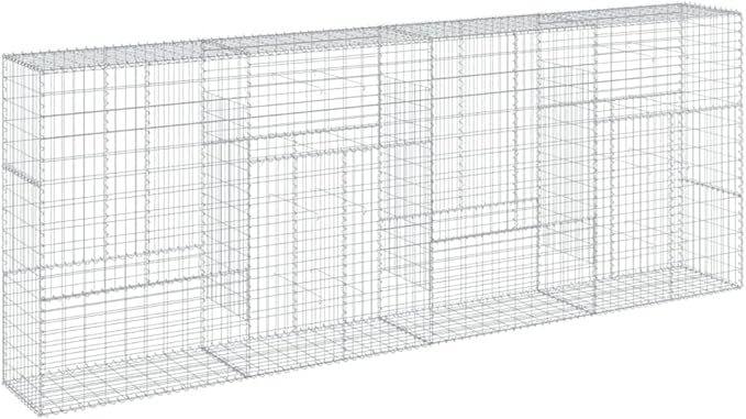 Gabion Basket with Cover 157.5 x 19.7 x 59.1 Galvanized Iron Raised Garden Bed Wire Basket for Outdoor Landscaping Garden Planters Flower Beds Vegetable Garden Bed and Retaining Walls
