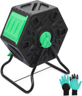 MoNiBloom 17 Gallon Single Compost Tumbler BPA Free Outdoor Light Weight Compost Bin w/Sliding Door All-Season Fast Working Rotating Chamber Composters for Garden Patio