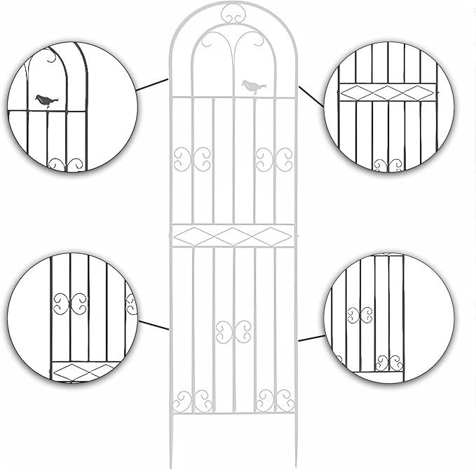 71x20″ Metal Climbing Plant Trellis Rose Garden Trellis Anti-Rust Metal Climbing Frame Plant Support Stakes Decorative Privacy Screen Black/White (Color : White Size : 180x50cm)