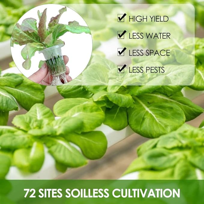 4 Layers 72 Plant Sites Hydroponic Site Grow Kitt 8 Pipes Hydroponic Growing System Water Culture Garden Plant System for Leafy Vegetables
