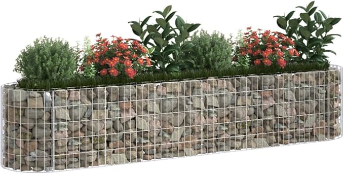 Gabion Raised Garden Bed Durable Galvanized Iron Metal Rectangular Planter for Outdoor Plants 102.4x102.4x19.7 inch Silver