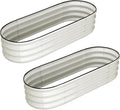 GarveeLife 2 Pcs 4.5x2x1.5ft Oval Raised Garden BedGalvanized Raised BedsOpen-Ended Base Metal Raised Planter BedsGarden Bed OutdoorPlanter Raised Boxes for VegetablesFlowersTool-Free AsseWhite