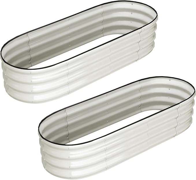 2-Pack Galvanized Steel Raised Garden Beds 4.5x2x1ft Large Oval Metal Planter Boxes - Corrosion Resistant Outdoor Garden Bed with Open Bottom for Vegetables Flowers &amp Herbs (Sturdy &amp Easy As