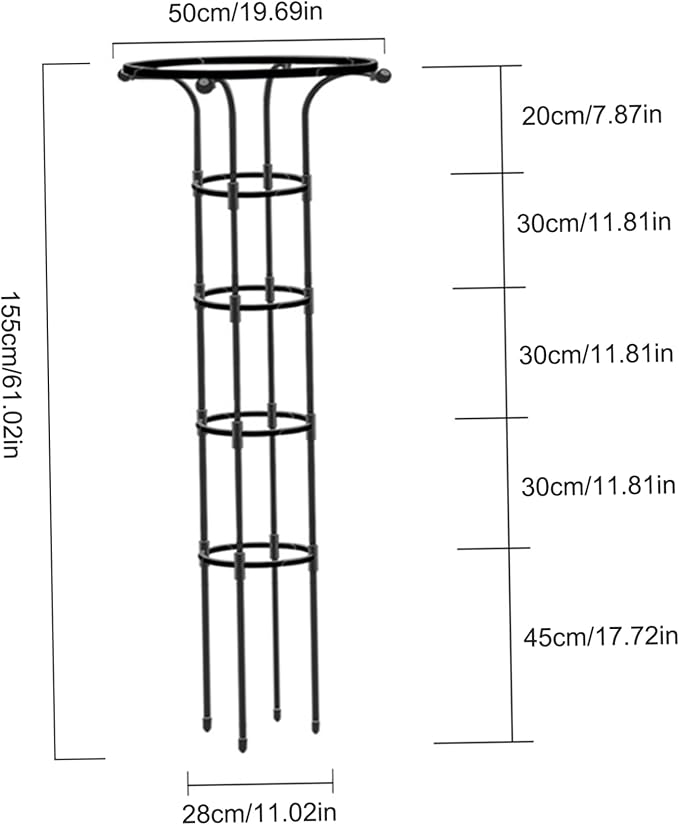 Garden Obelisk Garden Trellis for Climbing Plants 61 Inch Umbrella Shape Rose Trellis Rustproof Metal Vertical Obelisk for Outdoor