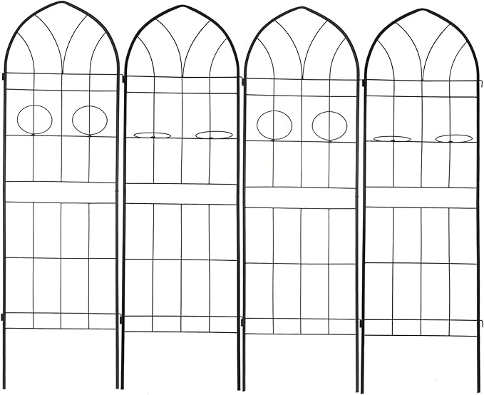 Metal Garden Trellis Rustproof Trellis for Climbing Plants Outdoor Flower Support (Black-4 Pack 78.7x19.7)