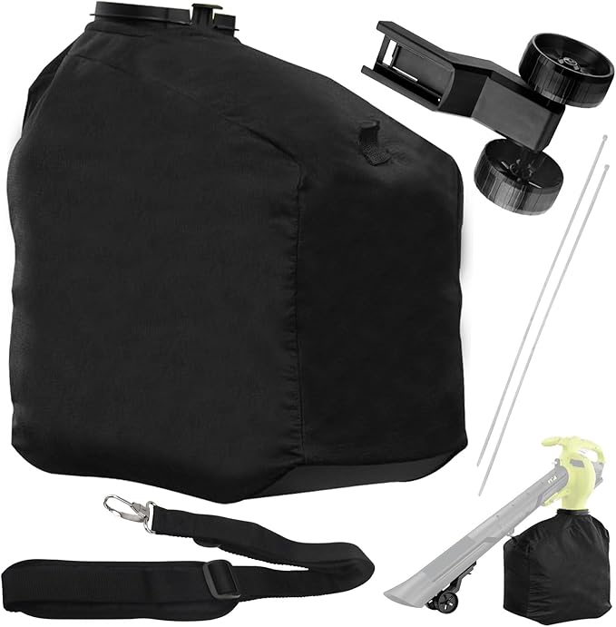 205110001 Leaf Vaccum Vac Attack Bag &amp 314148001 Wheel Assembly Compatible with Ryobi 40 Volt Cordless Leaf Vacuum Vac Attack RY40405 RY40505VNM Models