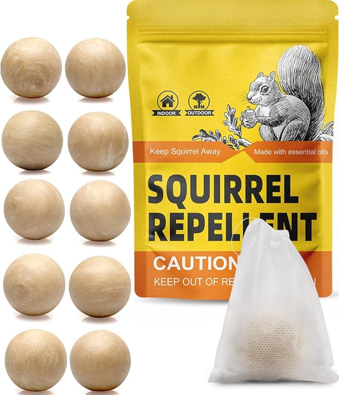 Squirrel Repellent Outdoor Chipmunk Repellent for Garden Attic &amp Bird Feeders Keep Squirrels and Chipmunks Away from Homes Cars &amp Garages 90 Days Protection Safe for Kids &amp Pets – 10