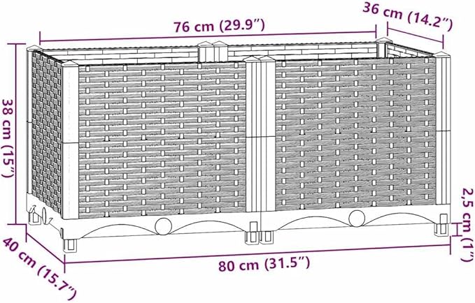 Raised Bed Brown Polypropylene Medium Durable Raised Bed Gardening Pots &amp Planters 316516