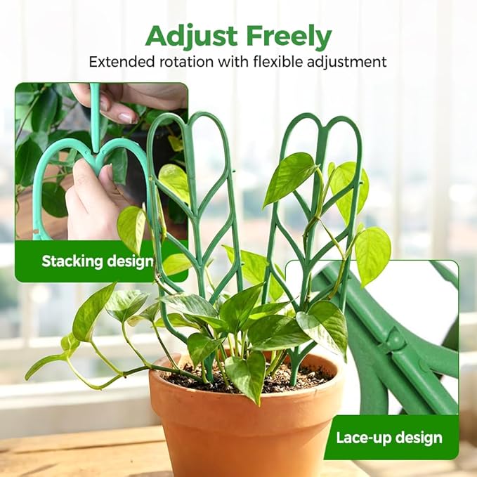 Plant Trellis for Climbing Plants Indoor Outdoor Plastic Garden Trellis Adjustable Potted Plant Support for Pothos Ivy Hoya Monstera &amp Flower Vines (6PCS)