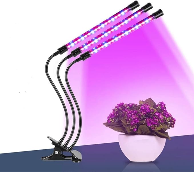 LED Grow Light 18W Red Blue Full Spectrum Timing 36 LED 5 Dimmable Levels Plant Grow Lights for Indoor Plants Adjustable Gooseneck 4 8 12H Timer 3 Switch Modes Waterproof