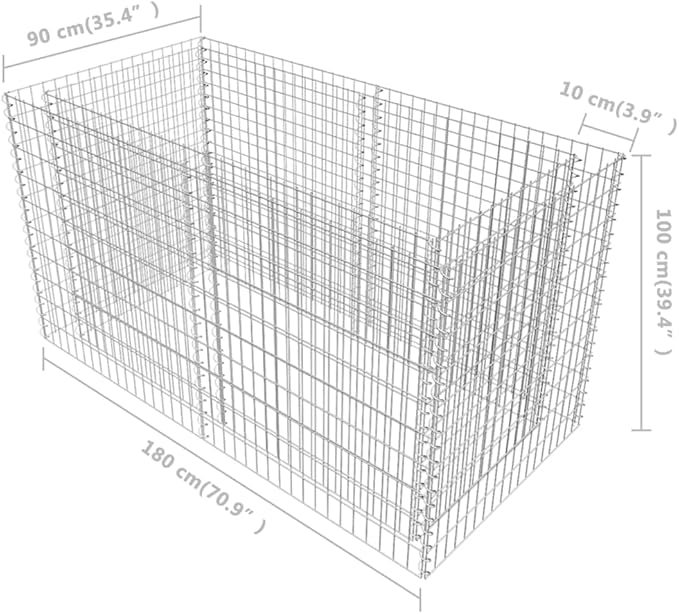 SKM Gabion Raised Bed Steel 70.9x35.4x39.4 Silver