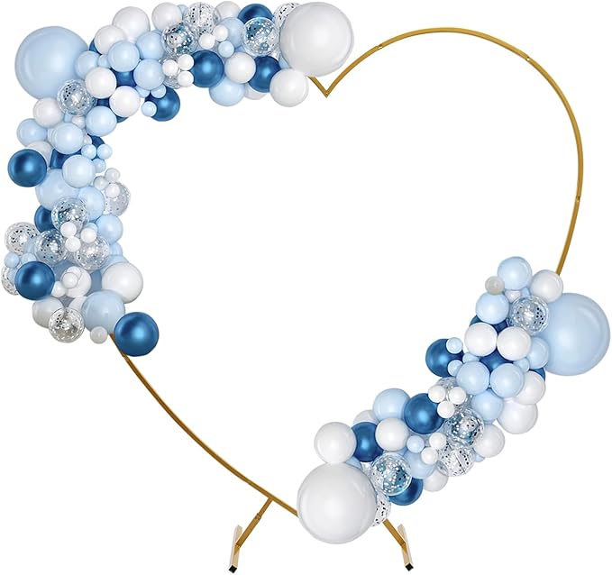 Heart Shape Wedding Arch Large Gold Archway Backdrop Stand 6.89ft Metal Frame for Flower and Balloon Decor Birthday Backdrop With Base