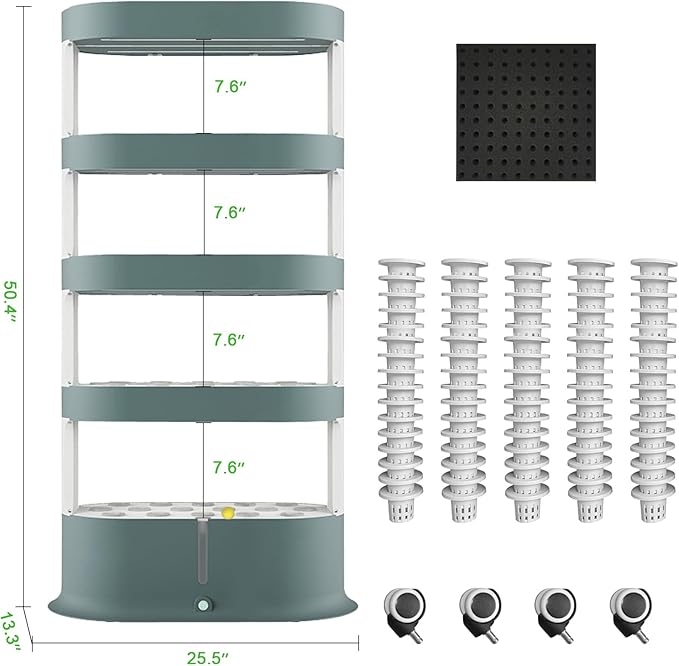 Lyfreen 5-Tier Smart Hydroponics Growing System Kit with LED Grow Light Hydroponic Tower for 80 Plants Self-Watering Indoor Herb Garden for Herbs Vegetables Salad Greens 40L Water Tank