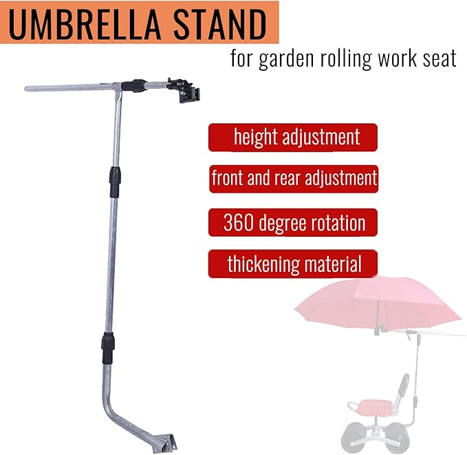 Portable Umbrella Stand Heavy Duty Umbrella Stand with Umbrella Stand Connection Seat Patio Umbrella Stand for Garden Cart Gardening Workseat Rolling Garden Seat with Wheels (Umbrella Stand)