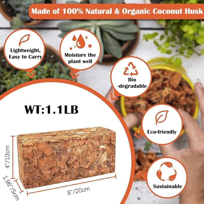 2-Pack Coconut Flakes Plant Substrate -2.2 lbs High Expanding Coconut Substrate Coconut Husk Mulch for Garden Flowers Herbs and Plantings
