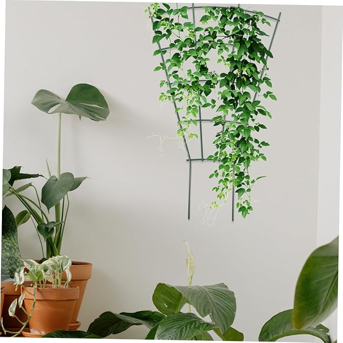 VICASKY 3pcs Potted Plant Pergola Plant Support Pea Trellis Garden Trellis for Climbing Plants Outdoor Cucumber Rack Tomato Trellis for Raised Garden Bed Topiary Frame Green Iron