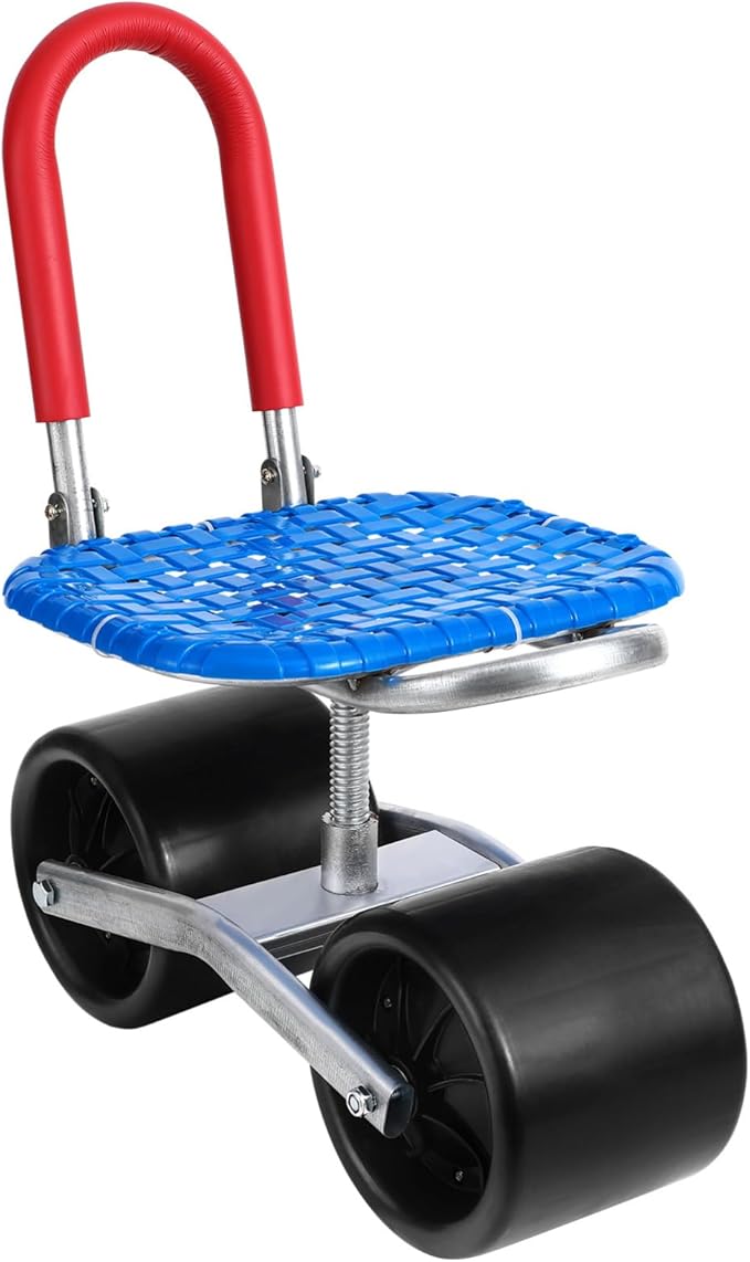 Heavy Duty Rotating Garden Stool Wheels Adjustable Height Gardening Seat and Cart Portable Kneeling Pad for Outdoor Use