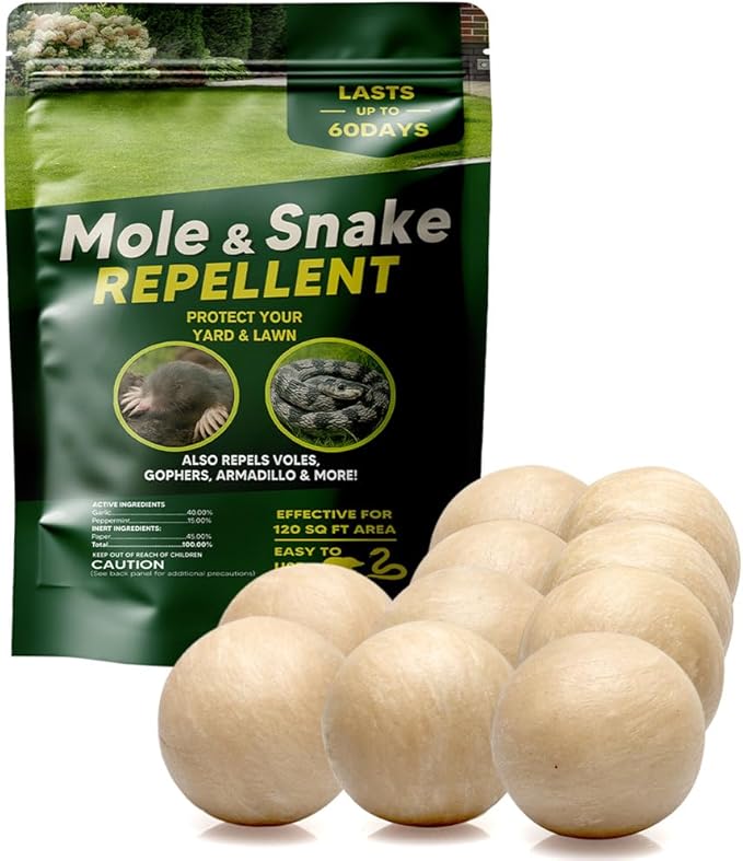 Mole &amp Snake Repellent Gopher Repellent Outdoor Vole &amp Groundhogs Repellant for Yard Armadillo &amp Snake Deterrent for Lawn Pet Safe Keep Snake Away for Garden/Garage Safe to Use-10P