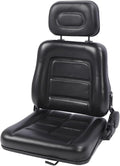 Generic Lawn Mower Fit for Seat Comfortable PVC Leather Universal Forklift Fit for Seat with Multi Angle Adjustment for Tractors Telehandler Backhoe Black (Without armrest)