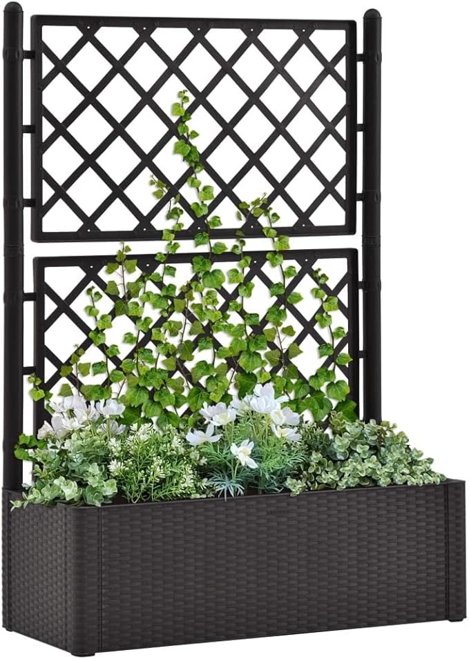 Garden Raised Bed PlanterGarden BedGalvanized Raised Garden BedPlanter Raised bedsGalvanized Planterwith Trellis and Self Watering System Anthracite