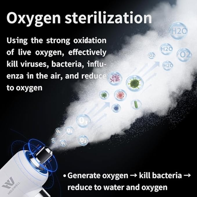 Ozone Disinfectant Fogger Machine O3 Generator Removable Nozzle Air/Odor Clean Handheld Cordless Electric Nano Sanitizer Spray Gun for Touchless Sanitization Deodorate (White)