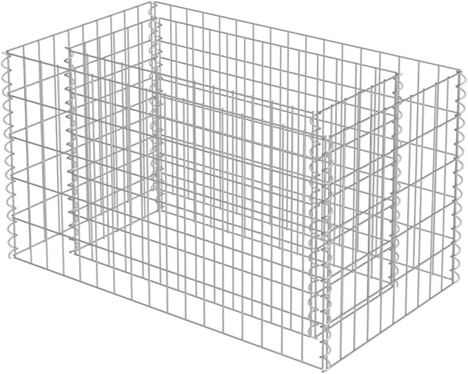 Gabion Raised Bed Silver Galvanized Steel Durable Outdoor Planter for Garden Weather-Resistant 35.4x19.7x19.7in Rectangular