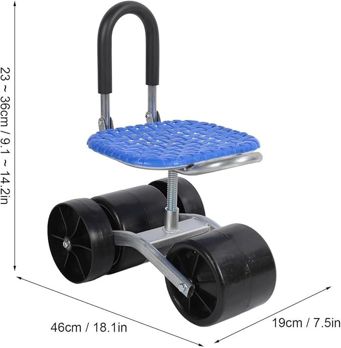 Adjustable 360° Rotating Work seat Ergonomic Garden Rolling Stool with WheelsWorkseat for Planting Picking