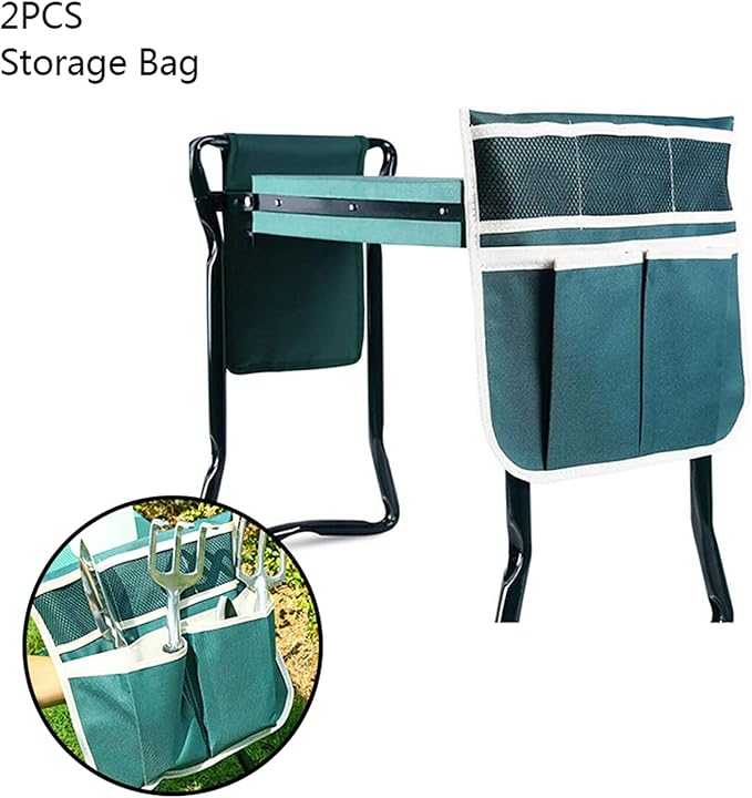 Garden Kneeler and Seat Foldable Gardening Stool Garden Bench Heavy Duty with Soft Kneeling Pad 2 Tool Pouches for Protecting Your Knees and Hands
