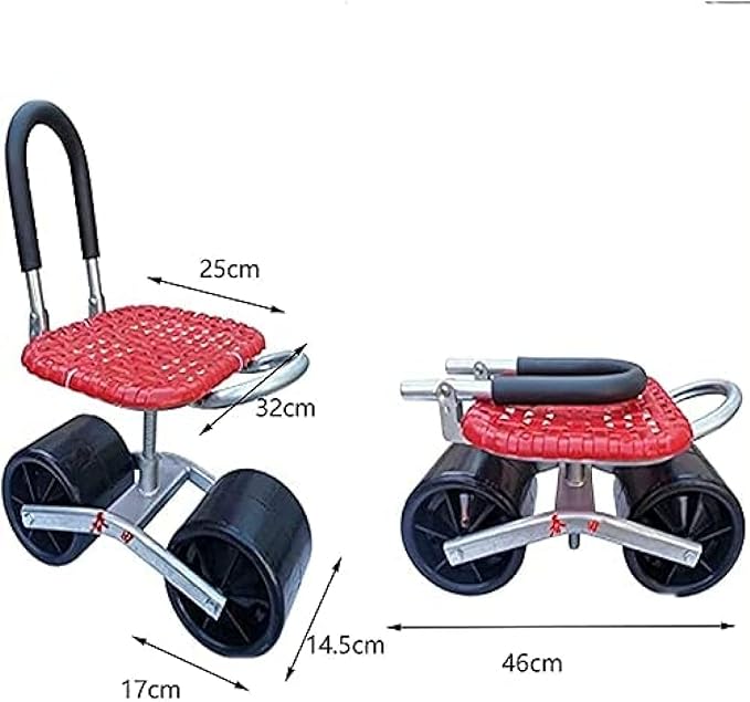 Garden Rolling Work Seat Garden Tools with Wheels 360 Degree Swivel Load 100Kg Adjustable Height for Weeding Gardening Lawn CareCC