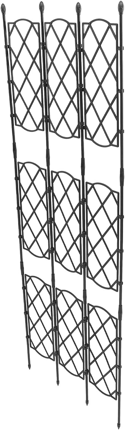 Metal Garden Trellis Plant Climbing Rack for Vines and Flowers Adjustable 46.5-135cm Black Iron Wire Frame Outdoor Gardening Support Structure for Patio and Yard