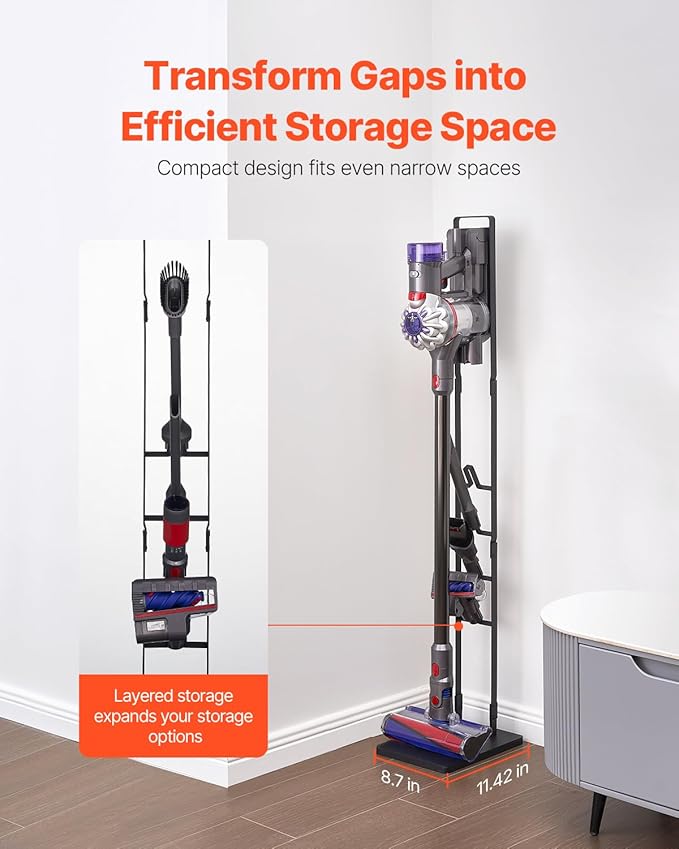 VEVOR Vacuum Stand Compatible with V6 V7 V8 V10 V11 V15 Stable Vacuum Stand Holder with 4 Hooks for DC30 DC31 DC34 DC35 DC58 DC59 DC62 D74 Cordless Upright Vacuum Cleaners &amp Accessories