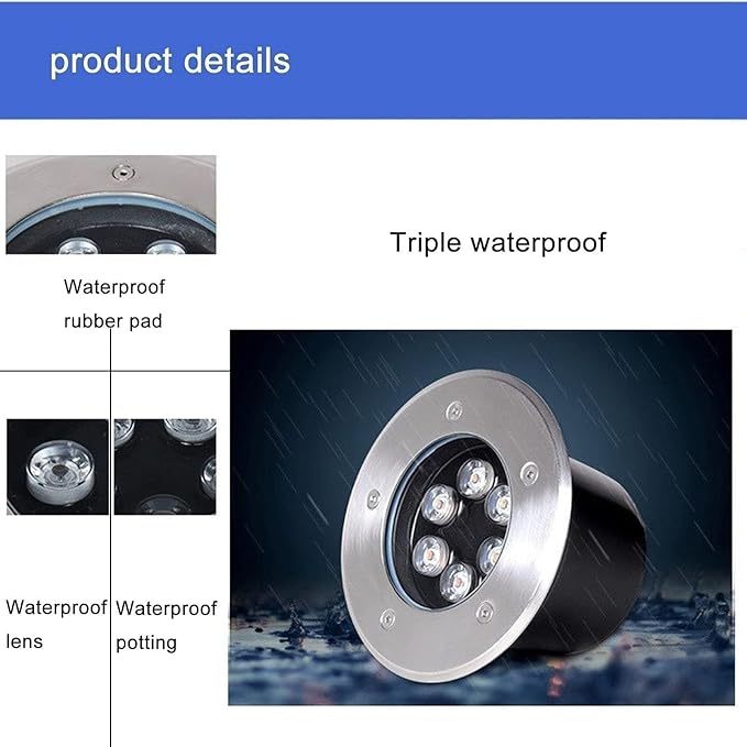 Ground Landscape Lights - LED Outdoor Spotlight Floodlight IP67 Waterproof Recessed Lamp Lighting for Garden Yard Construction(Warm White6W(AC85-265v))
