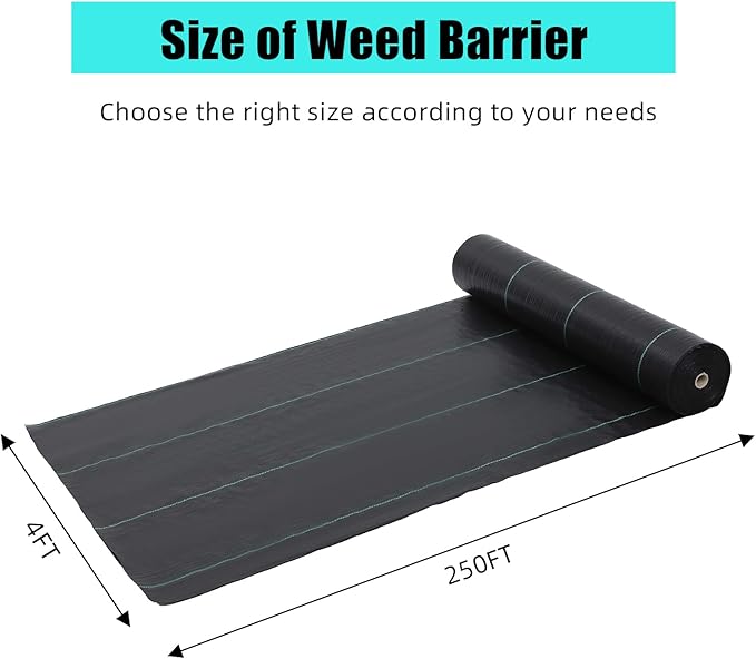 4ft x 250ft Premium Weed Barrier Landscape Fabric 5oz Heavy Duty Weed Control Fabric High Permeability Good for Flower Bed Driveway Fabric Ground Cover