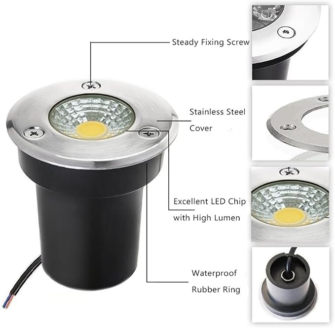 6PCS LED Beam Spotlight - Underground Light LED AC85-265V COB Garden Landscape Lights IP65 Waterproof Recessed Buried Lights for Outdoor Park Driveway Lighting(White10W)