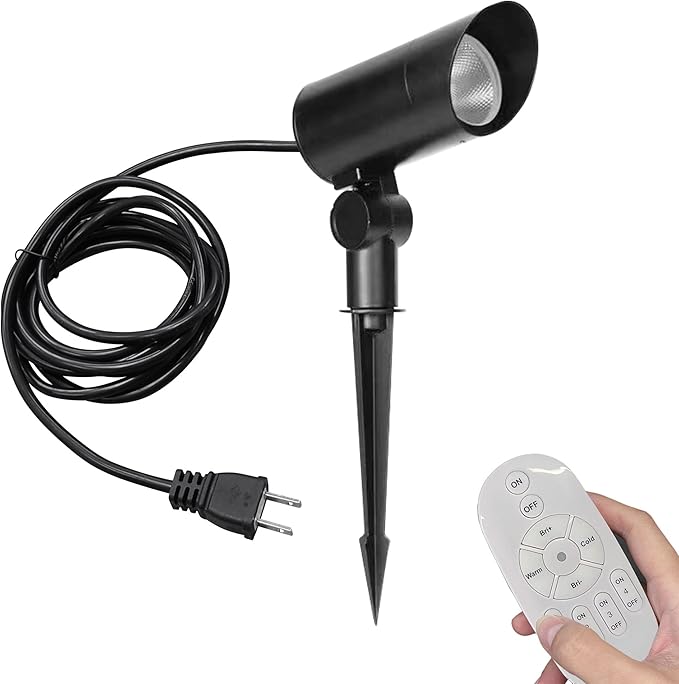 Kiven Remote Control Landscape Spotlights Color Changing &amp Stepless Dimming Light IP65 Waterproof 5W LED Landscape Clamp Light LED Lawn Light with Plug-in Cord for Indoor Outdoor Park