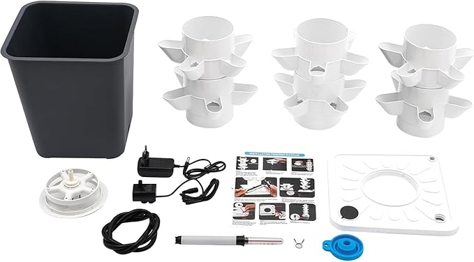 30 Holes Hydroponic Growing System KitHydroponics Tower GardenGarden Tower with Pump System 2/3/4/5/6 Layers Indoor Vertical Tower for Herbs Fruits and Vegetables (6 layers/30 Holes)