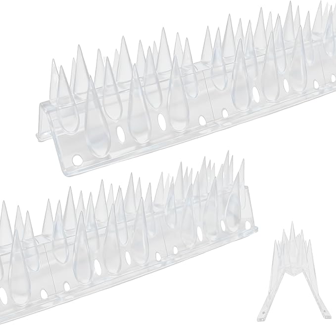 Bird Spikes Clear 22 Pack New Roof Overhang Spikes Pigeon Spikes for Fence Outdoor Garden Keep Raccoon Seagull Away Cat Fence Anti Climb 23.6Feet