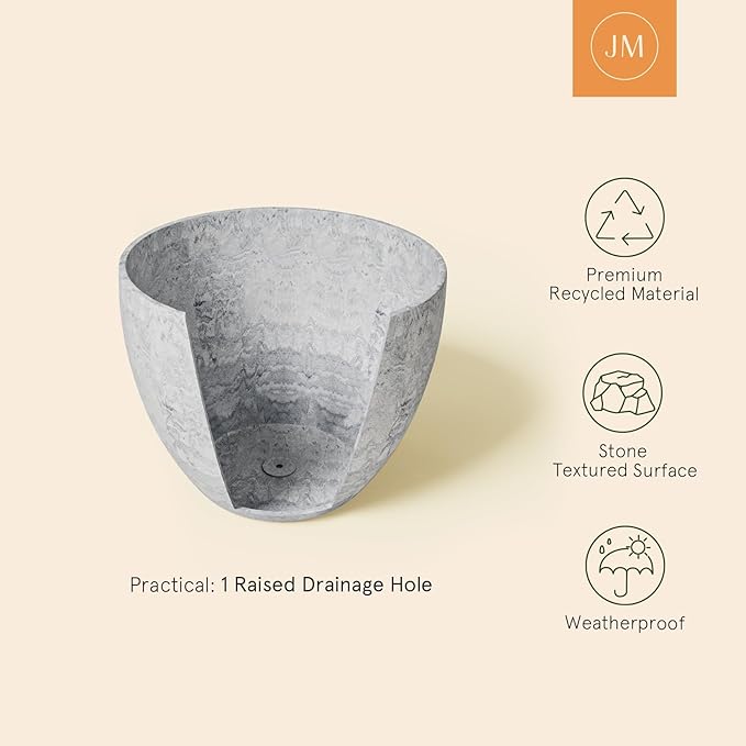 LA JOLIE MUSE 14.2/11.3/8.6 Inch Round PlanterIndoor/Outdoor Large Planters Set of 3Grey Plant Container with Drain HolesTree Flower Plant Pots for Patio and Deck