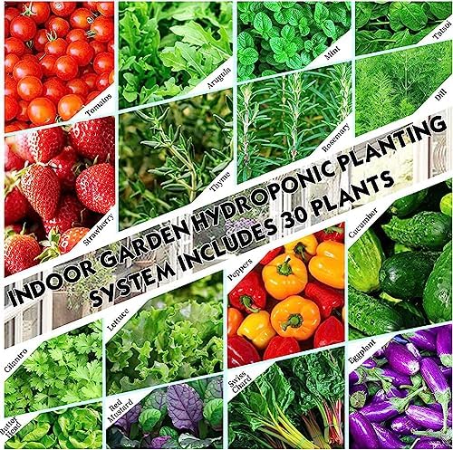Hydroponics Tower Garden Hydroponic Growing - Grow Fruits and Vegetables with Timer Pump and Net Pots - Aeroponics Kit for Home (30ho