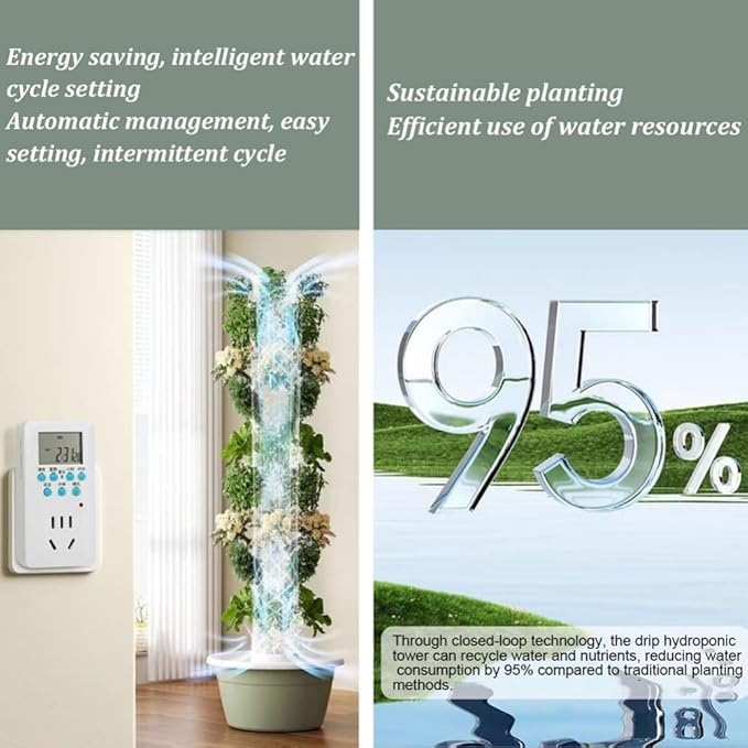 Hydroponic Growing System Vertical Tower Garden System Hydroponic Tower with Led Light Automatic Water Circulation System Suitable for Leafy Greens and Herbs(5 Layer)