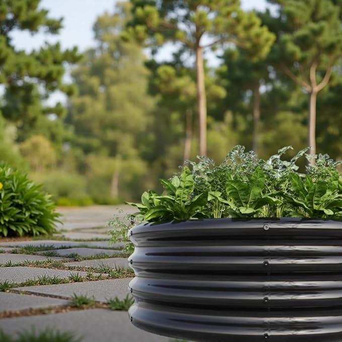 Heavy-Duty Galvanized Steel Raised Garden Bed for Vegetables Flowers Herbs and Fruits – Rust-Resistant Outdoor Planter Box (2PCS Black with 32.08x11.4 inches)