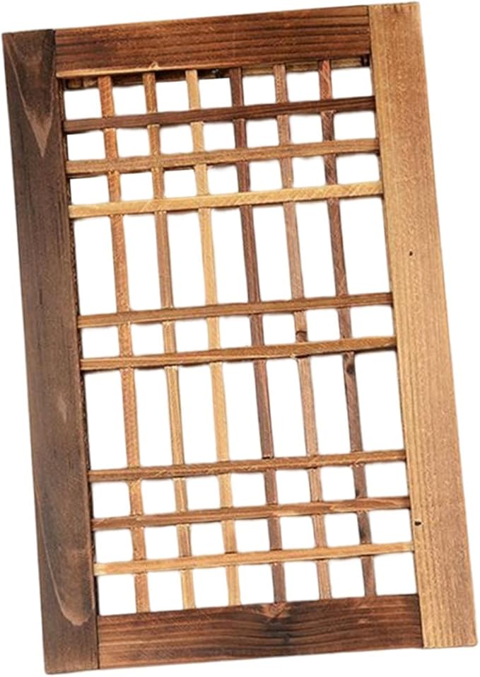 Window Frame Wooden Window Pane Wall Art Garden Trellis Lattice Deck Rustic Wood Material Lightweight Hanging Easy Maintenance Suitable for Farmhouse 40cmx26cm
