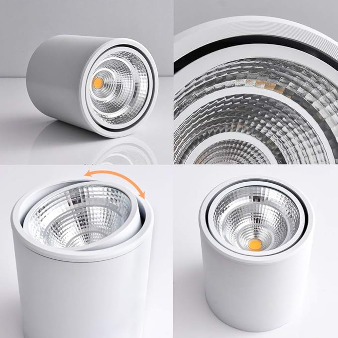 Dimmable High Accent Uplight 5W COB LED Barrel Type Spotlight Light with 5.9ft On/Off Dimmer Switch Cord Plug-in Extra Light Rotating Decorative Light for Loft GalleryWhite