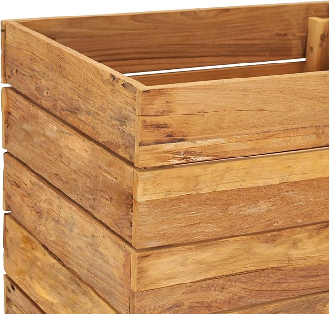 Raised Garden Bed Wooden Raised Bed Raised Garden Planter Box for Vegetables Flower Herb Gardening 19.7 x 15.7 x 21.7 Recycled Teak and Steel