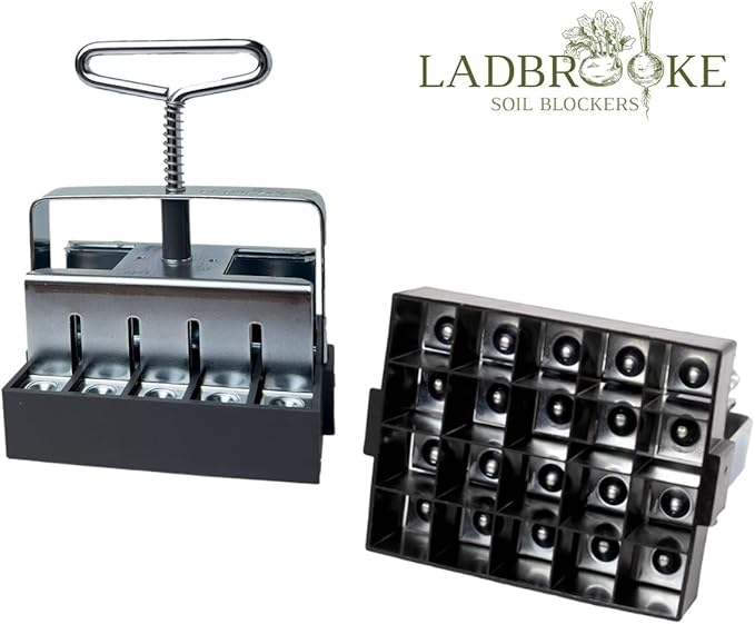 Ladbrooke Authentic Soil Block Maker - 2-Pc Set Includes Micro 20 with Cubic Inserts Made in England