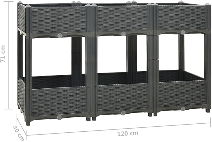 Raised Bed Outdoor Planter Garden Bed Polypropylene Raised Garden Bed Raised Planter Bed Raised Plant Containers for Fresh Vegetables Herbs Flowers 47.2x15.7x28