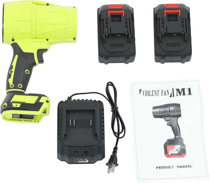 Handheld Electric Cordless Leaf Blower 21000RPM Leaf Blower with 540G Wind Pressure &amp 450W Power Handheld Blowers with 2 Battery &amp 1 Charger for Blow Leaves &amp Dust (Green)