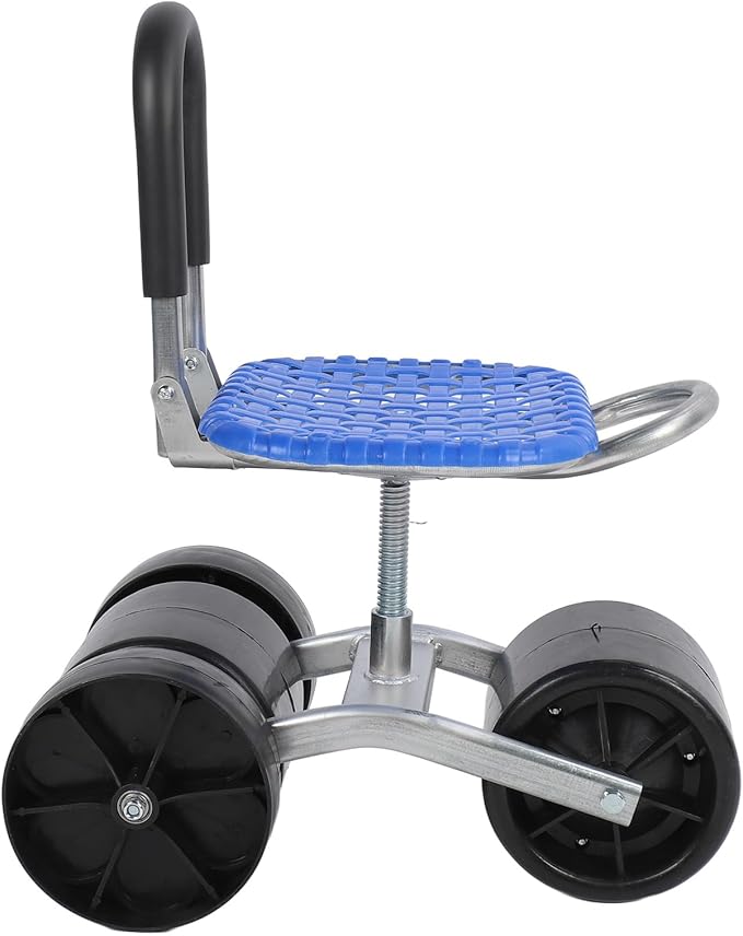 Rolling Garden Work Seat with Wheels Gardening Stool for Planting 360 Degree Swivel Seat Garden Scooter with Steering Handle Tool Tray Garden Chair for Outdoor Patio and Yard