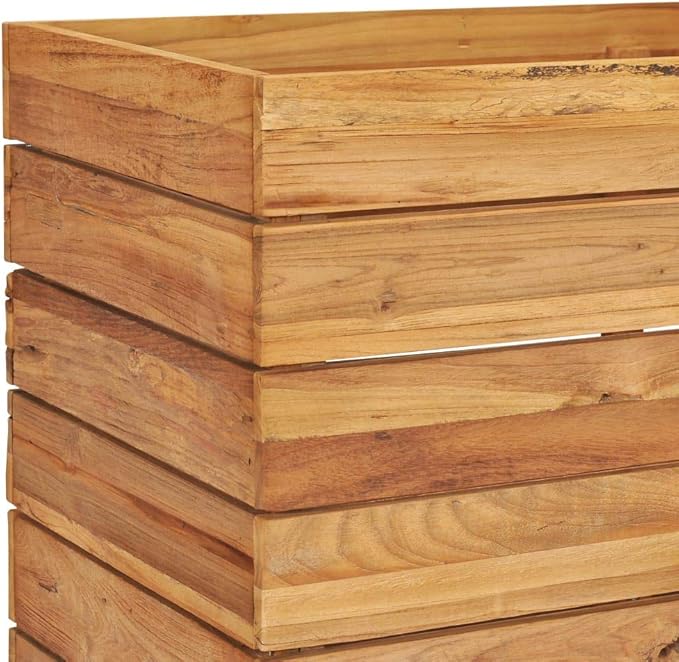 Raised Garden Bed Wooden Raised Bed Raised Garden Planter Box for Vegetables Flower Herb Gardening 39.4 x 15.7 x 21.7 Recycled Teak and Steel